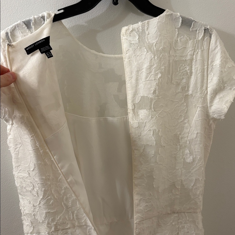 Maggy London White Lace Fit-and-Flare Midi Dress - Picture 15 of 15